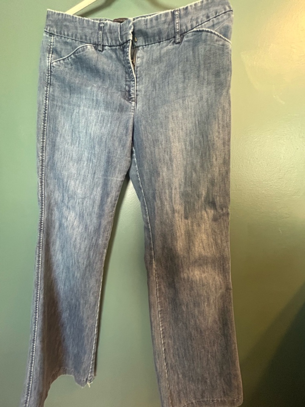 Express Women's Light Blue Wide-Leg Jeans